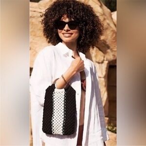 Laude The Label Black and Cream knit Handbag